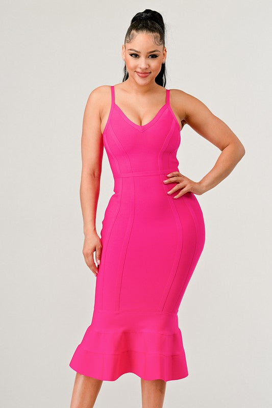 Athina Pink Mermaid Shape bandge dress