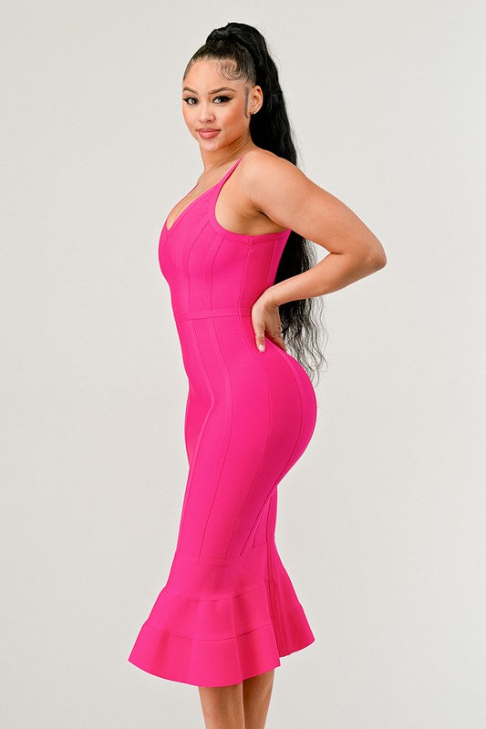 Athina Pink Mermaid Shape bandge dress